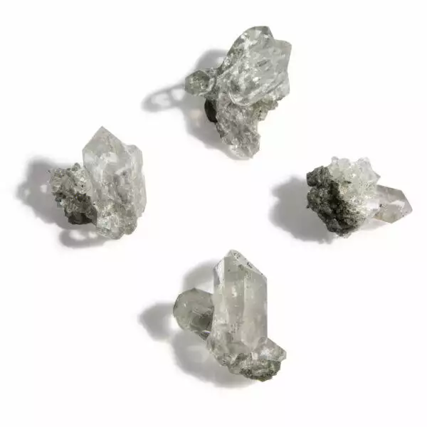 Water Clear Mini Points For Grids Or Pendants With Green Chlorite Dusting