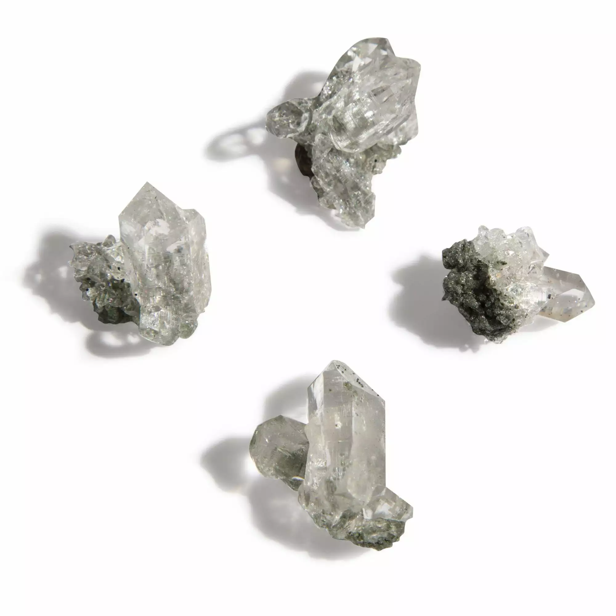 Water Clear Mini Points For Grids Or Pendants With Green Chlorite Dusting - Image 2