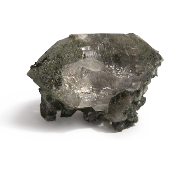 Clear Point With Covered In Green Chlorite Druzy